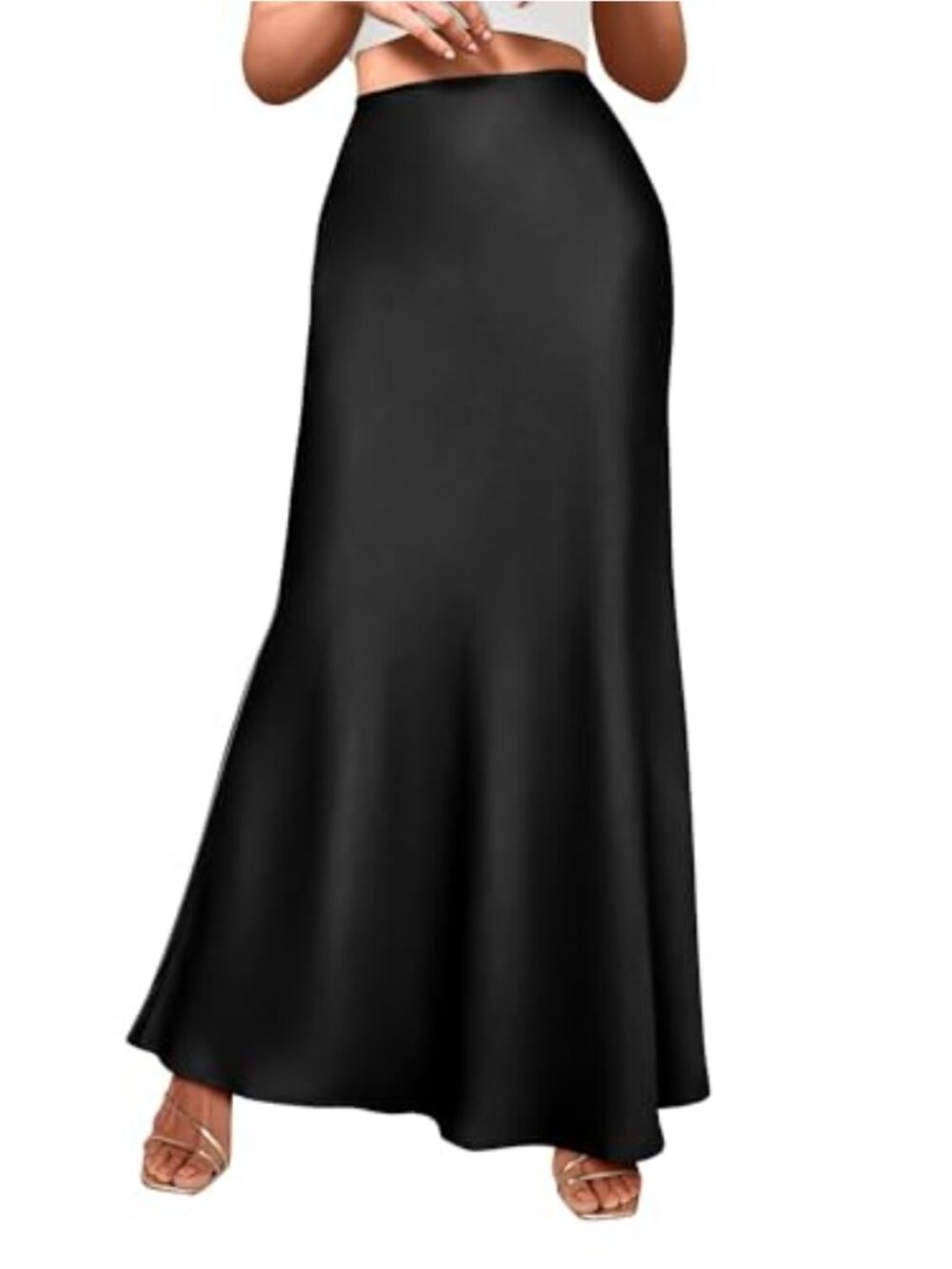 Silk Satin High Waisted Mermaid Maxi Skirt for Women - Flared A-Line